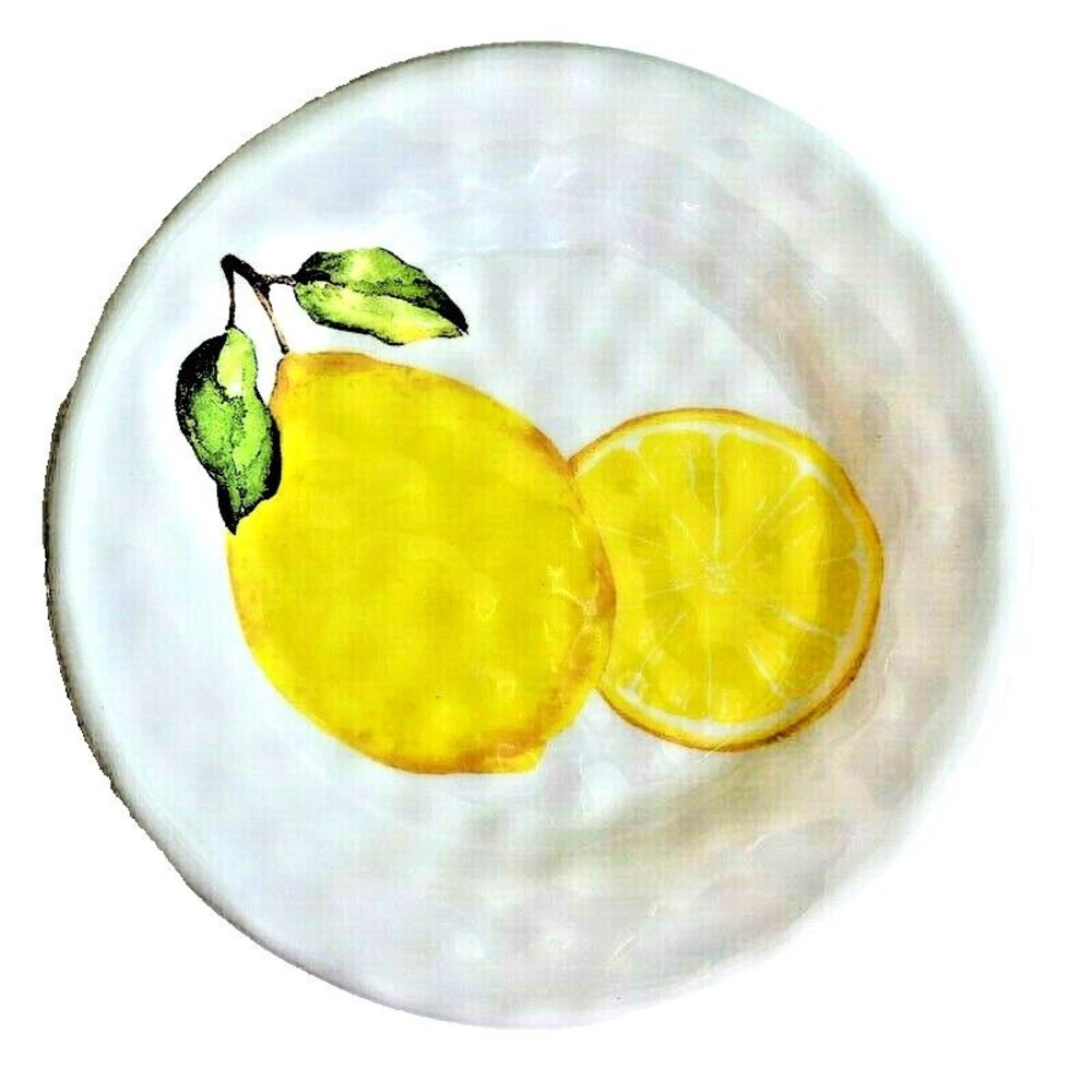 Lemon Lemons Melamine 8.5" Plates Fruit Dessert App Salad Summer Beach Set of 4